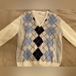 Shekou argyle knit sweater - blue and white